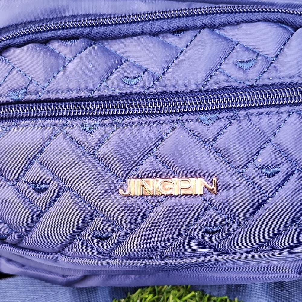 Navy Quilted Crossbody Bag with Scarf Accent - Picture 4 of 4